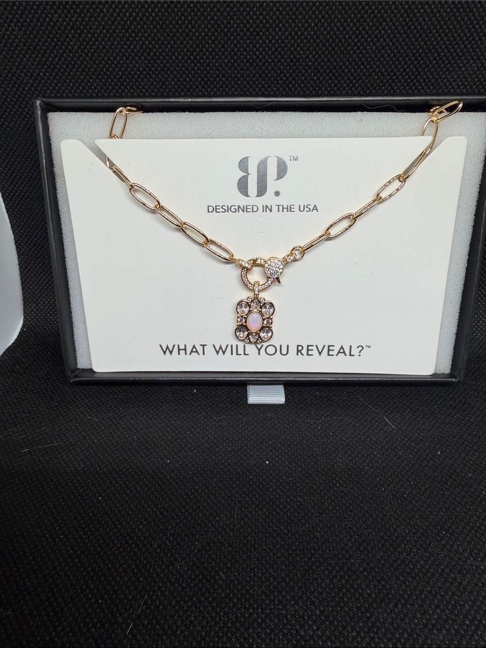 Gold Chain Necklace with Moonstone Pendant